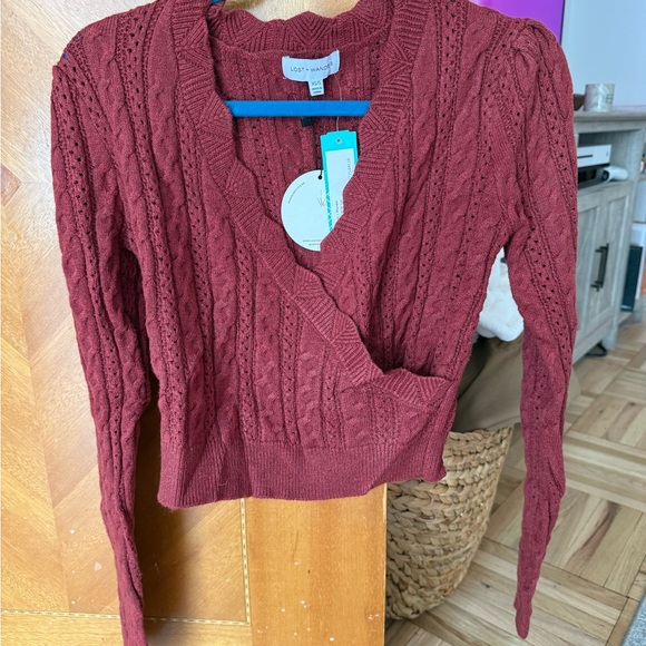 Lost + Wander Sweaters - Lost + Wander Burgundy Cable Knit Sweater